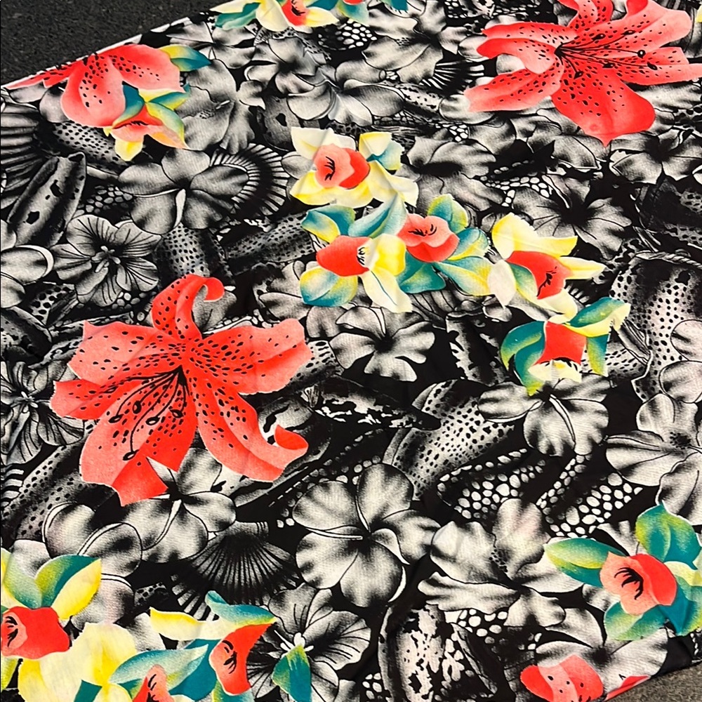 Hawaiian Tropical Floral Fabric with Red Green & Yellow Accents 2.75 yards